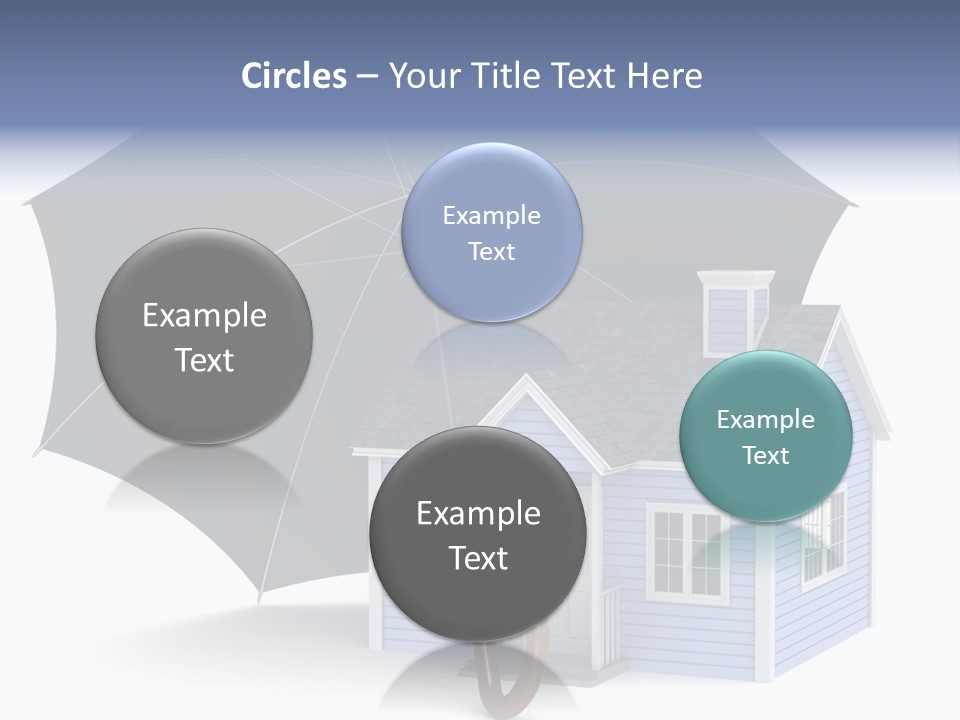 A Blue House With A Black Umbrella On Top Of It PowerPoint Template