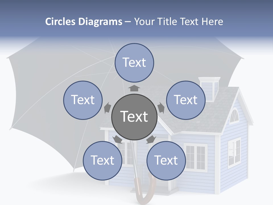 A Blue House With A Black Umbrella On Top Of It PowerPoint Template