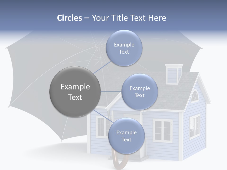 A Blue House With A Black Umbrella On Top Of It PowerPoint Template