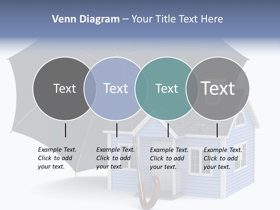 A Blue House With A Black Umbrella On Top Of It PowerPoint Template