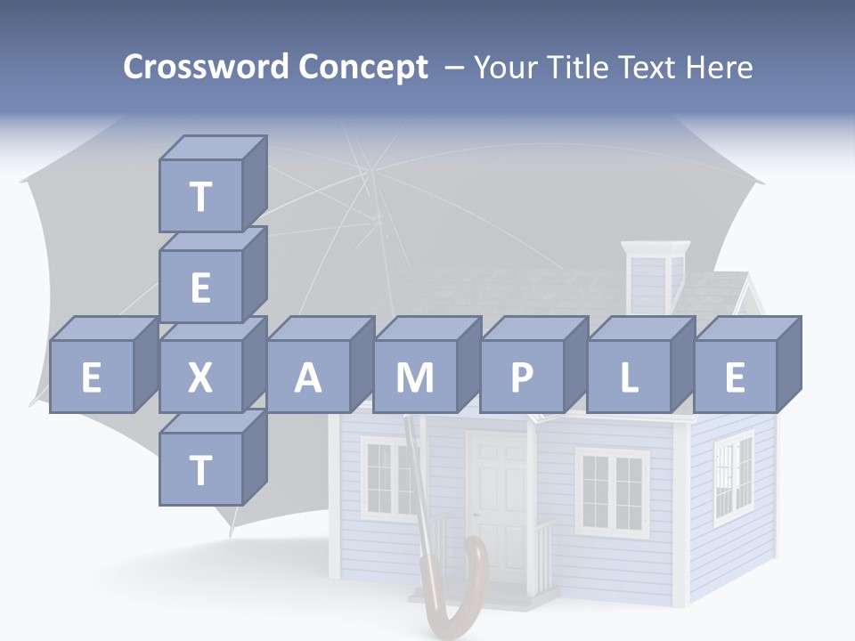 A Blue House With A Black Umbrella On Top Of It PowerPoint Template