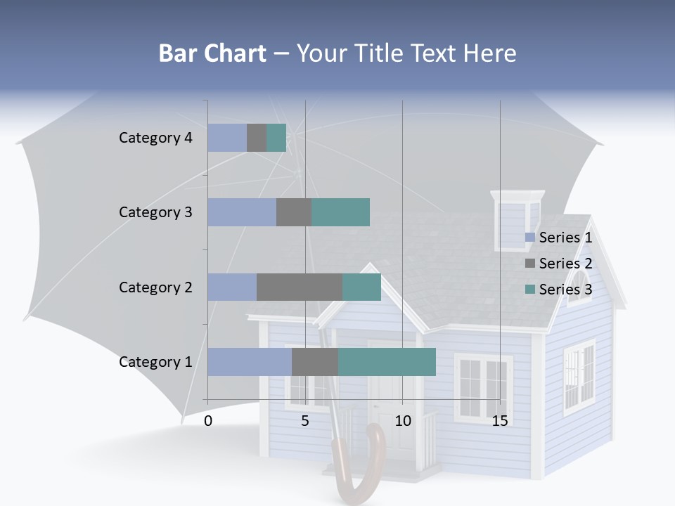 A Blue House With A Black Umbrella On Top Of It PowerPoint Template