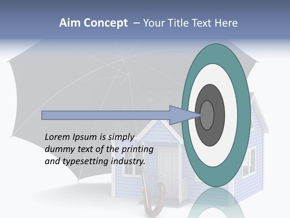 A Blue House With A Black Umbrella On Top Of It PowerPoint Template