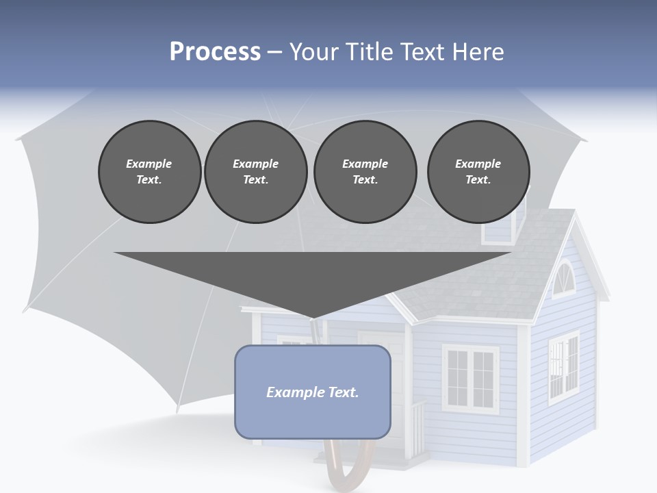 A Blue House With A Black Umbrella On Top Of It PowerPoint Template