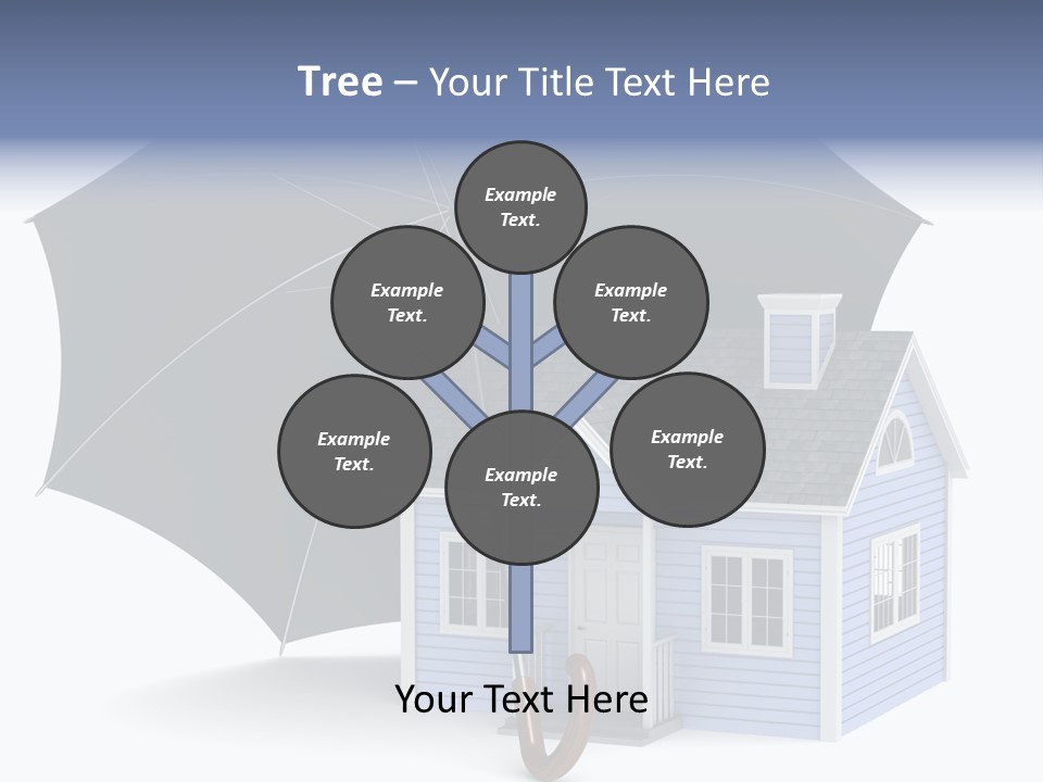 A Blue House With A Black Umbrella On Top Of It PowerPoint Template