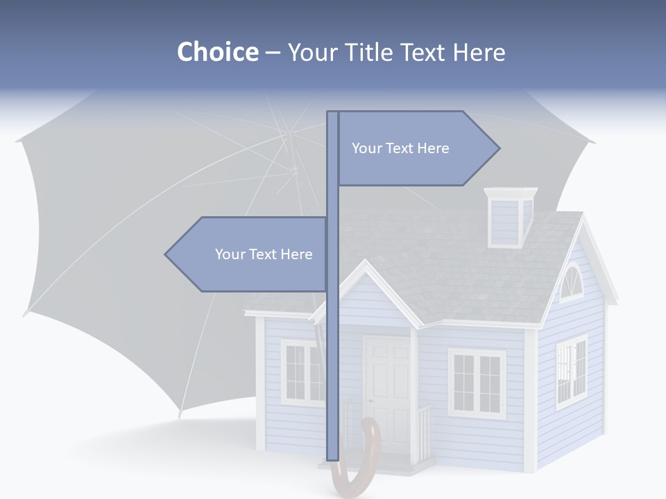 A Blue House With A Black Umbrella On Top Of It PowerPoint Template