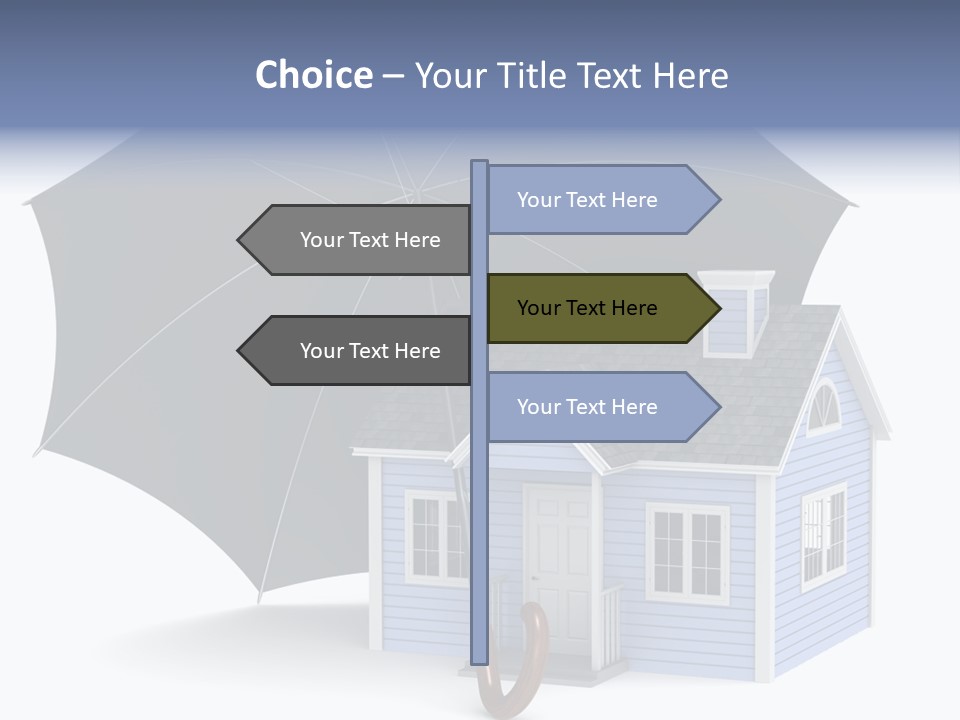 A Blue House With A Black Umbrella On Top Of It PowerPoint Template