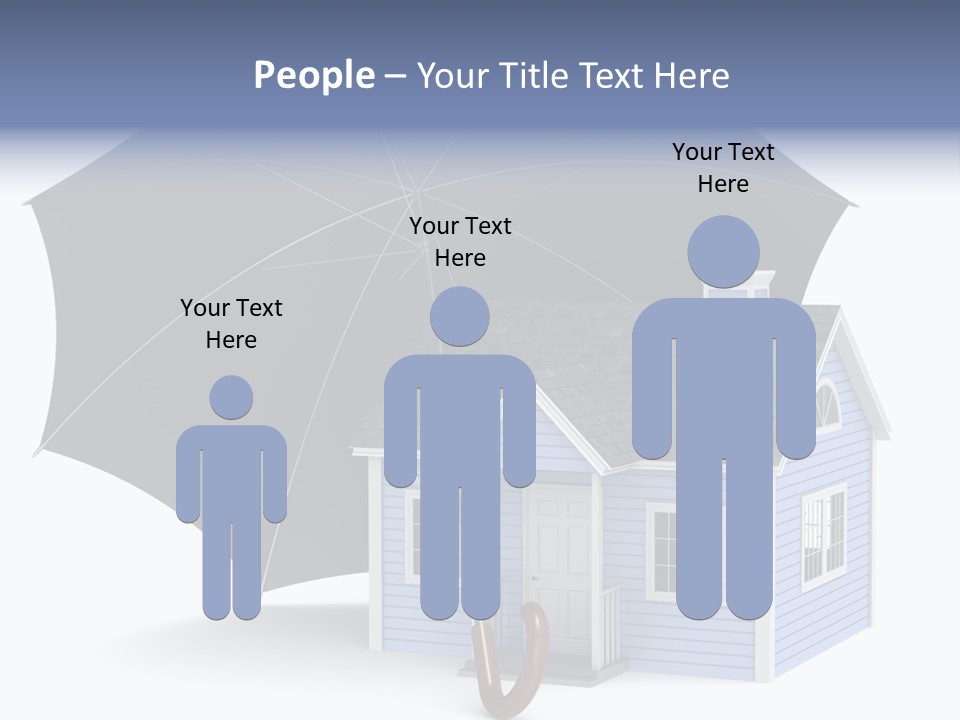 A Blue House With A Black Umbrella On Top Of It PowerPoint Template