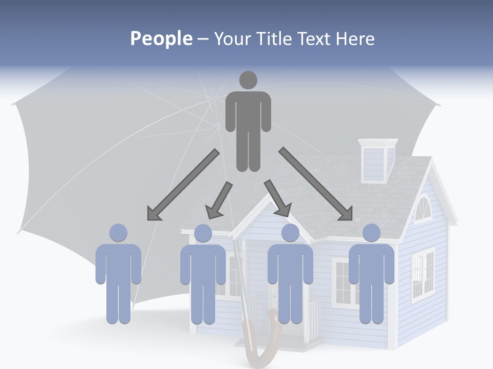 A Blue House With A Black Umbrella On Top Of It PowerPoint Template