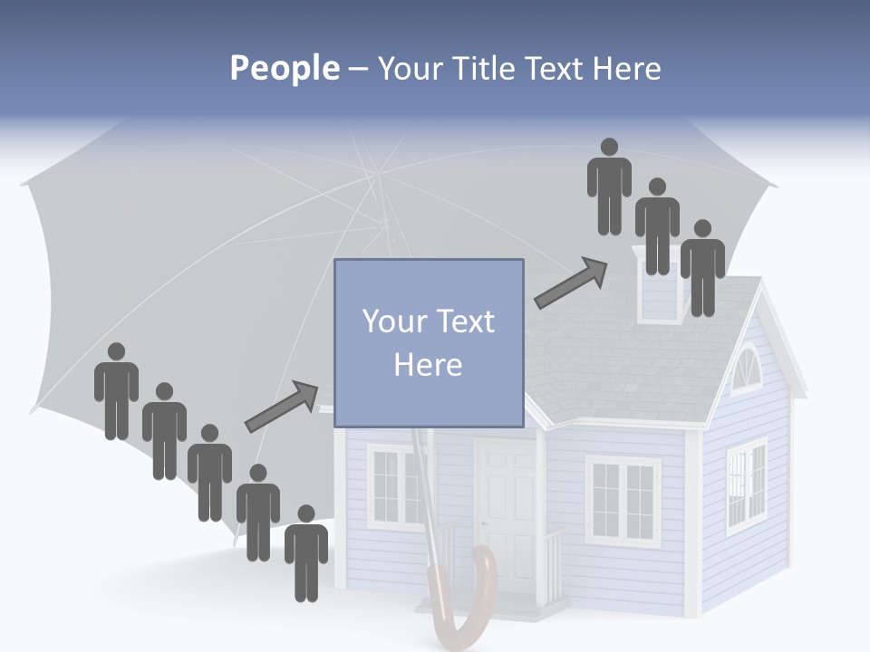 A Blue House With A Black Umbrella On Top Of It PowerPoint Template