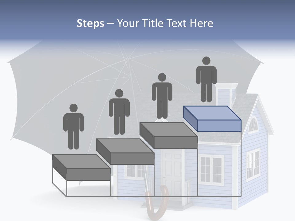 A Blue House With A Black Umbrella On Top Of It PowerPoint Template