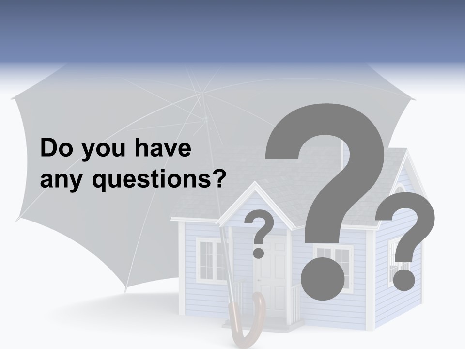 A Blue House With A Black Umbrella On Top Of It PowerPoint Template