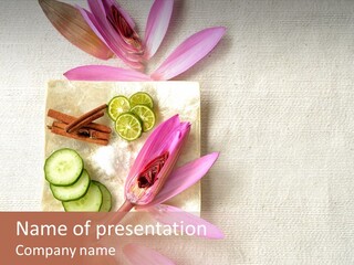 Asian Spa Material And Water Lily Frame PowerPoint Template