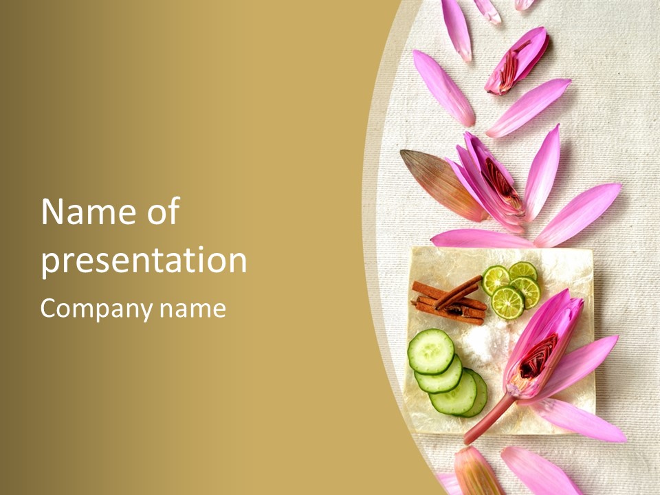 Asian Spa Ingredients And Water Lilies PowerPoint Template