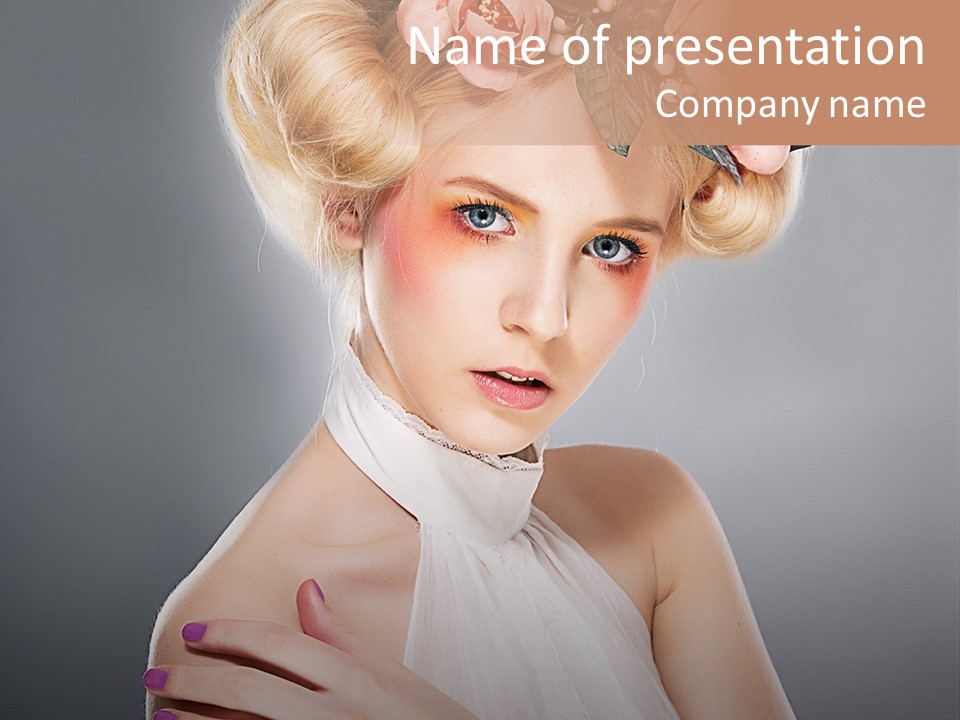 Model Blond Smile PowerPoint Template