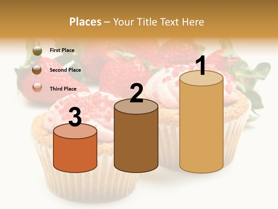 Tasty White Strawberry Muffins PowerPoint Template