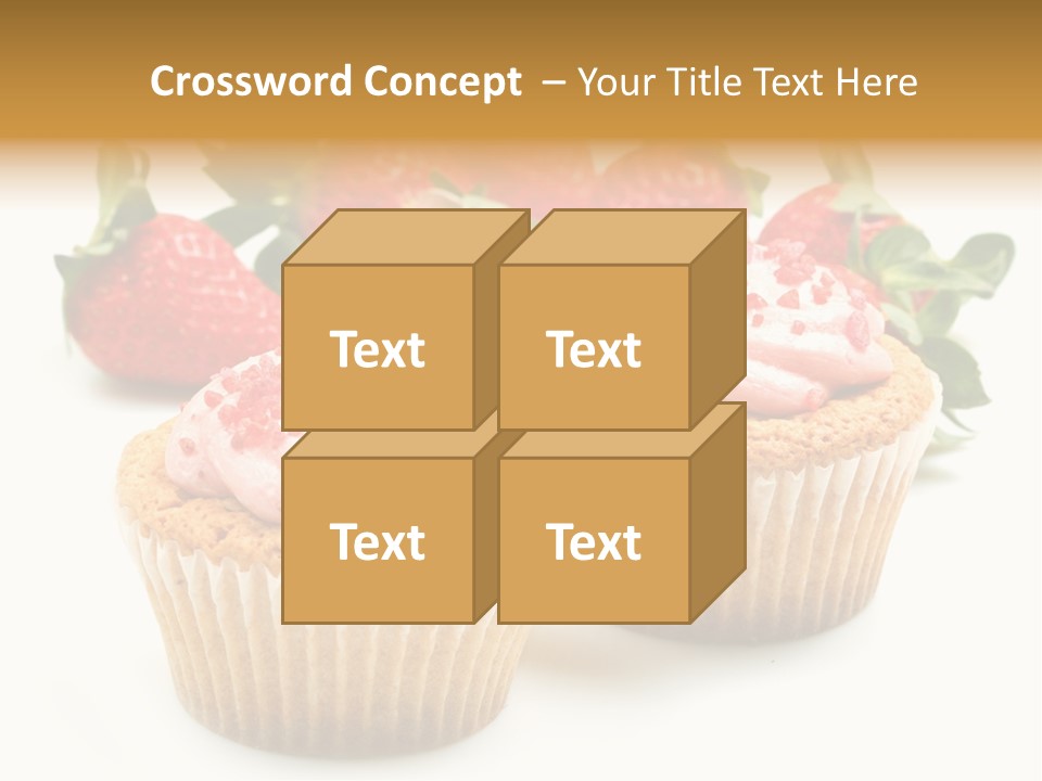 Tasty White Strawberry Muffins PowerPoint Template