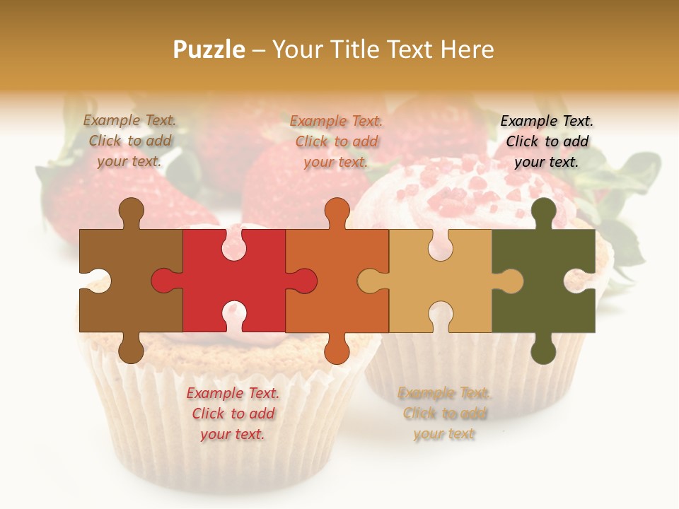 Tasty White Strawberry Muffins PowerPoint Template