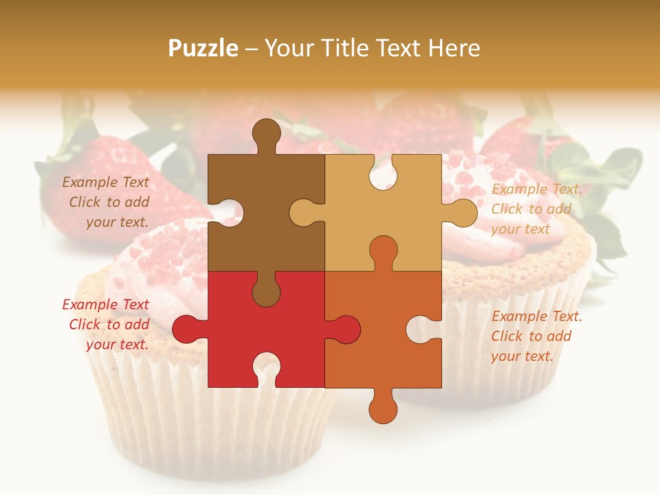 Tasty White Strawberry Muffins PowerPoint Template