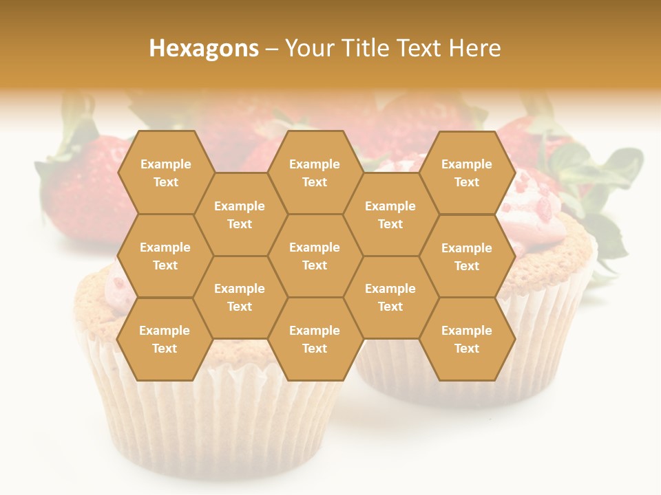 Tasty White Strawberry Muffins PowerPoint Template