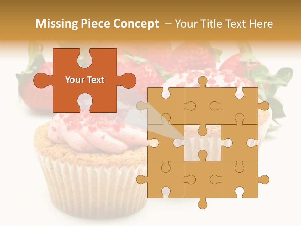 Tasty White Strawberry Muffins PowerPoint Template
