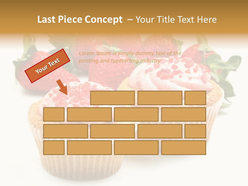 Tasty White Strawberry Muffins PowerPoint Template