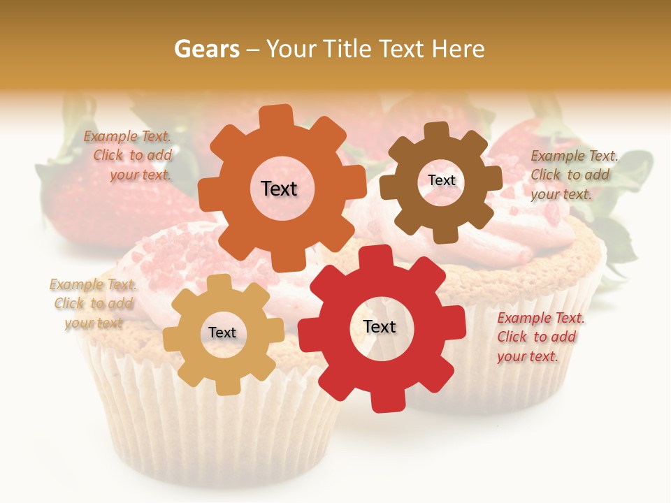 Tasty White Strawberry Muffins PowerPoint Template