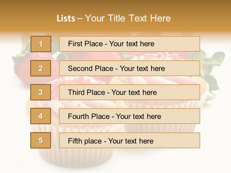 Tasty White Strawberry Muffins PowerPoint Template