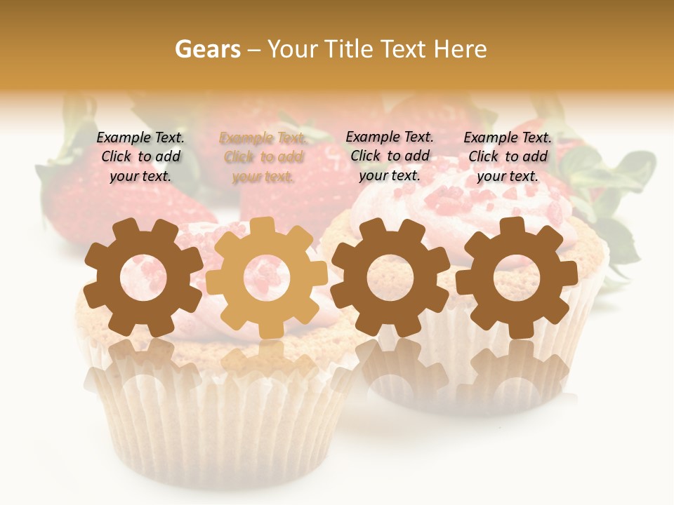 Tasty White Strawberry Muffins PowerPoint Template
