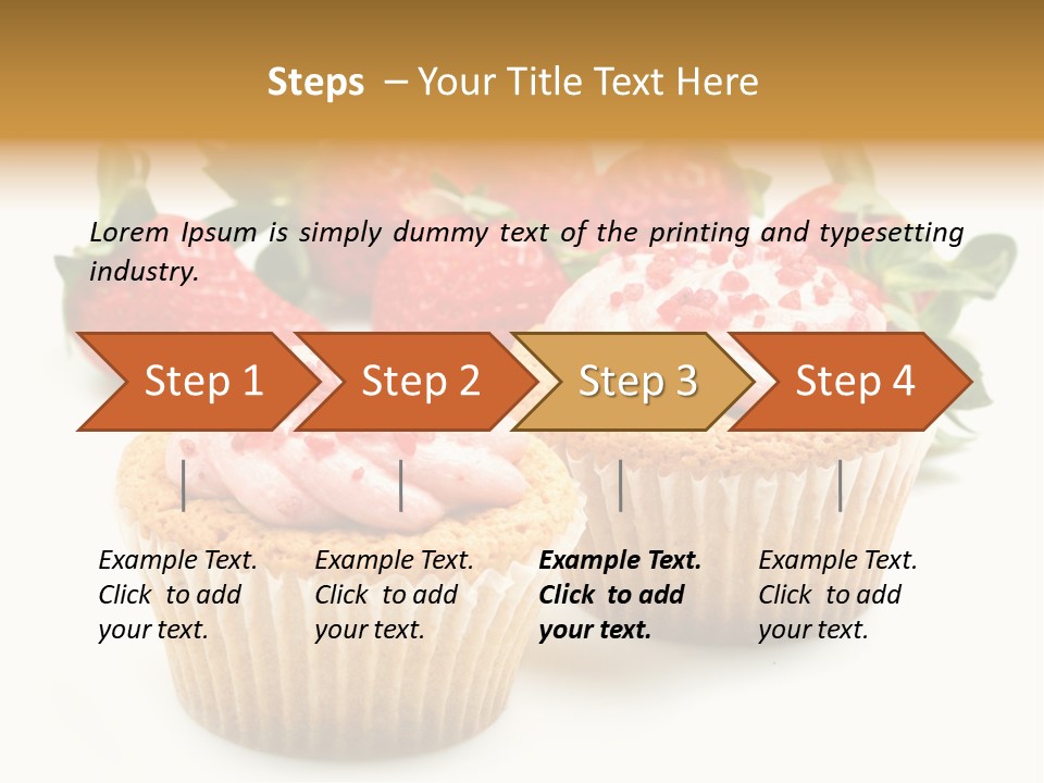 Tasty White Strawberry Muffins PowerPoint Template