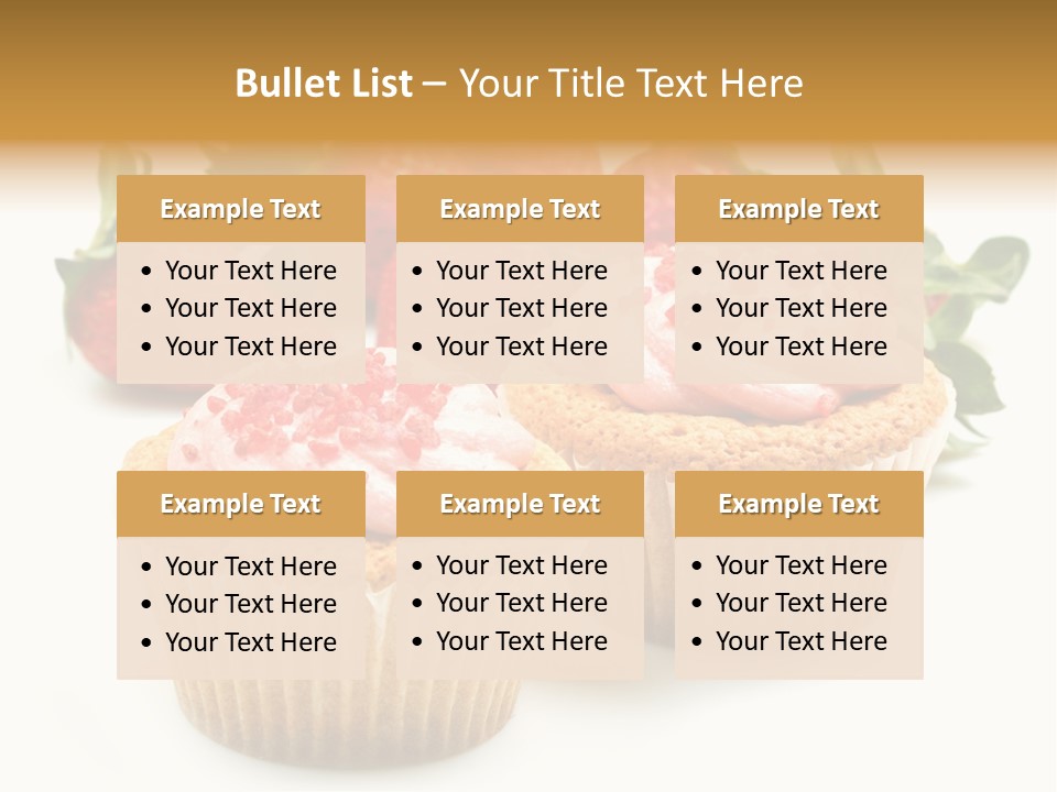 Tasty White Strawberry Muffins PowerPoint Template