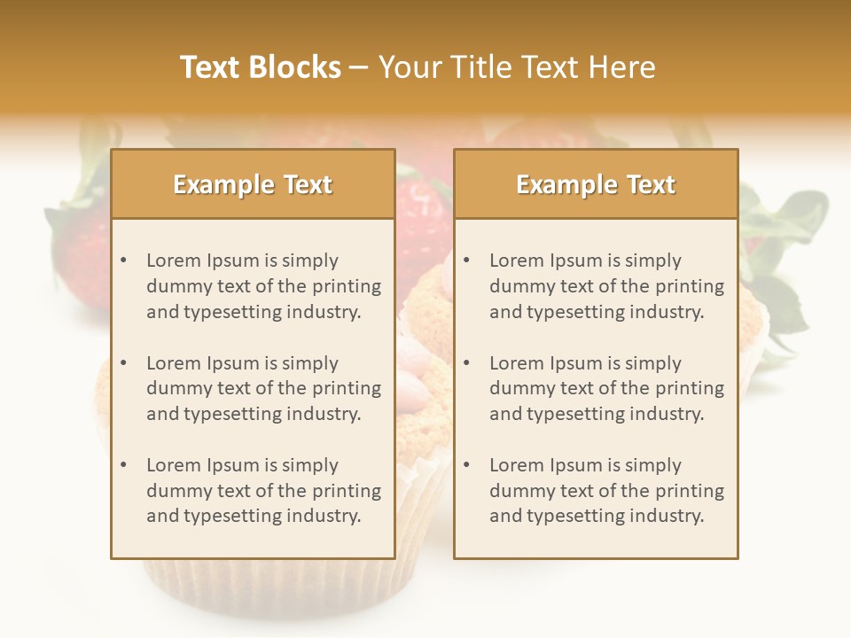 Tasty White Strawberry Muffins PowerPoint Template
