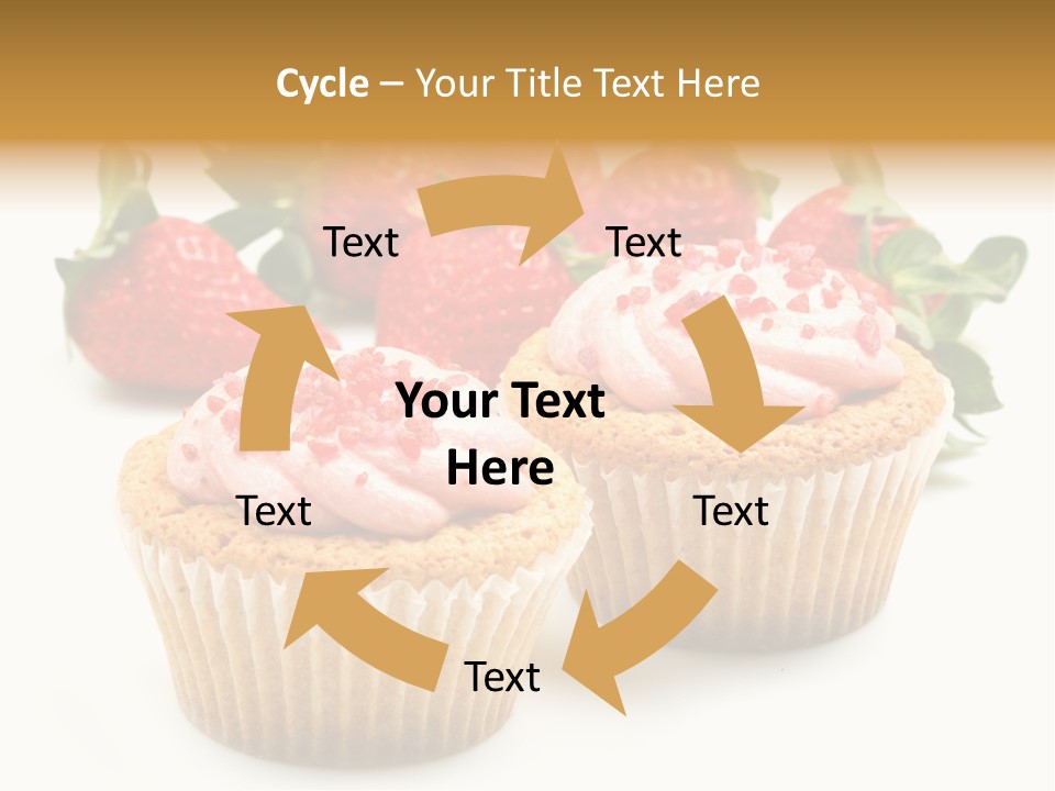 Tasty White Strawberry Muffins PowerPoint Template