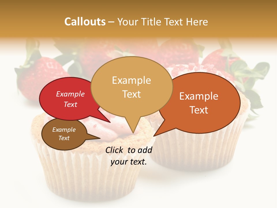 Tasty White Strawberry Muffins PowerPoint Template