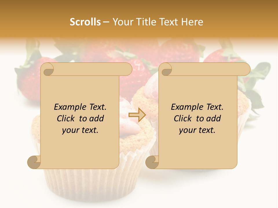 Tasty White Strawberry Muffins PowerPoint Template