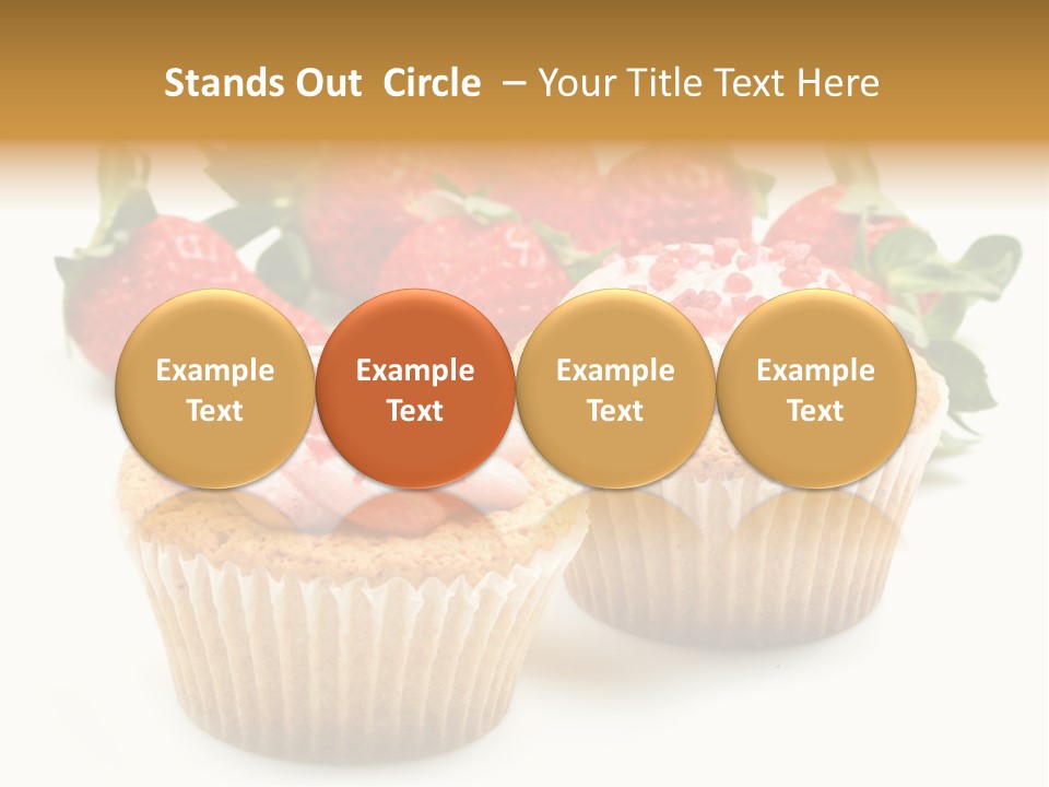 Tasty White Strawberry Muffins PowerPoint Template