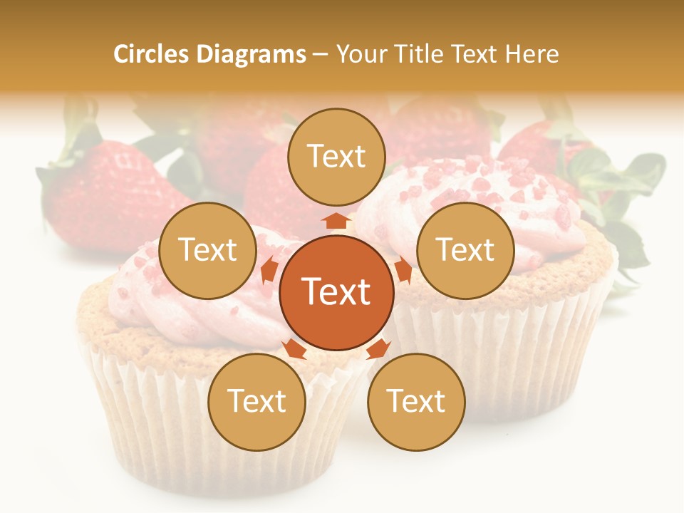 Tasty White Strawberry Muffins PowerPoint Template