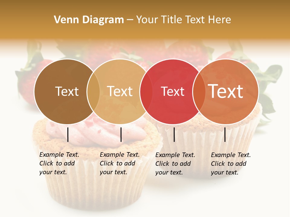 Tasty White Strawberry Muffins PowerPoint Template