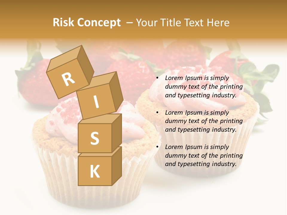 Tasty White Strawberry Muffins PowerPoint Template