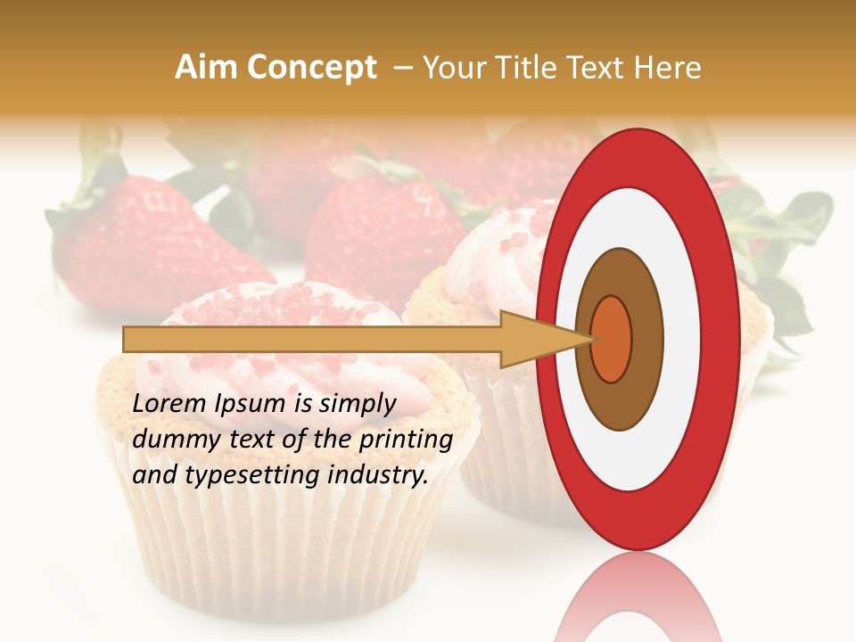 Tasty White Strawberry Muffins PowerPoint Template