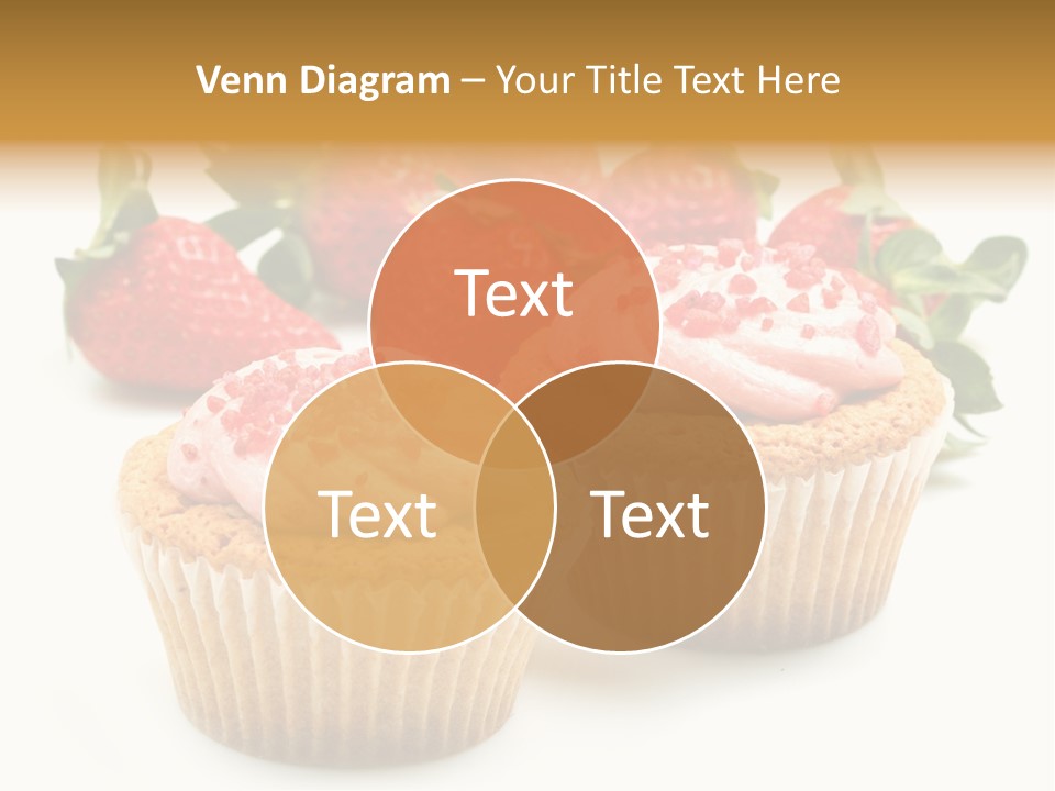 Tasty White Strawberry Muffins PowerPoint Template