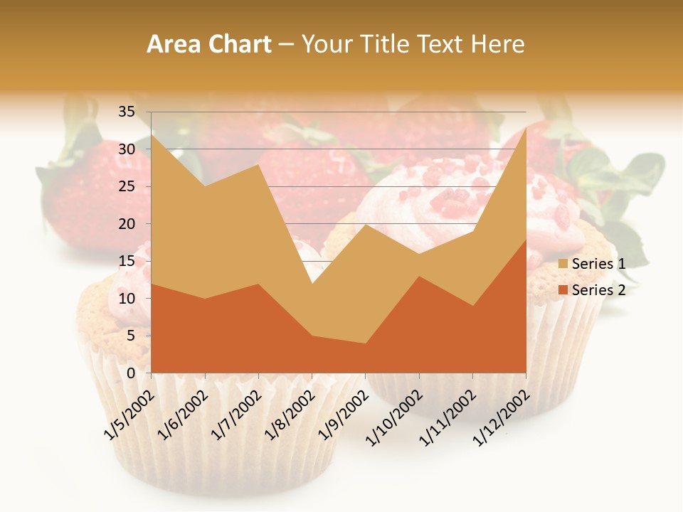 Tasty White Strawberry Muffins PowerPoint Template