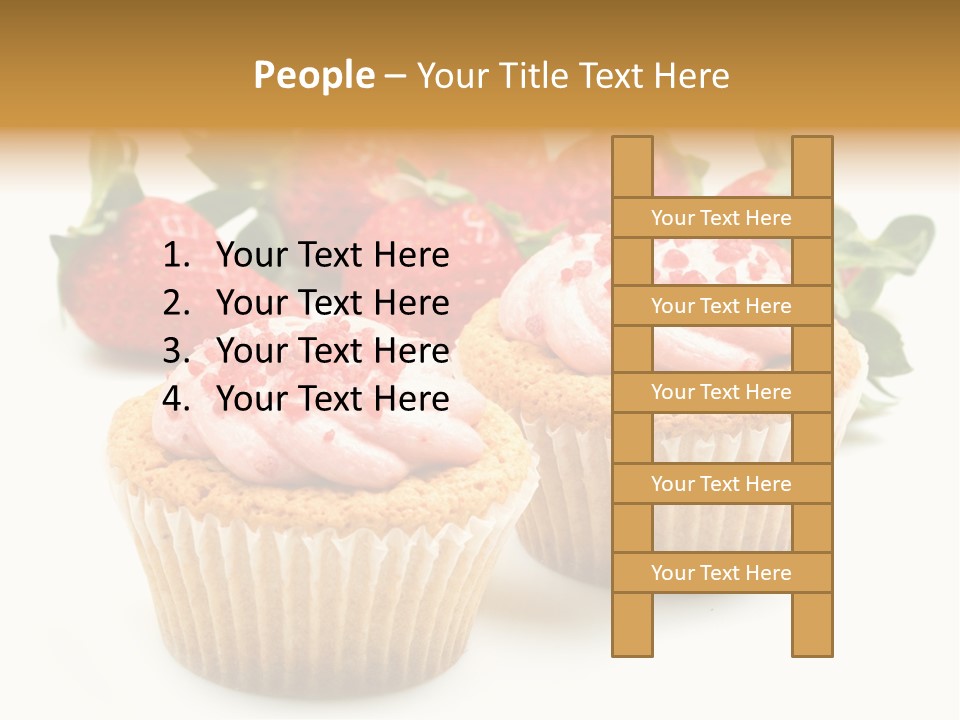 Tasty White Strawberry Muffins PowerPoint Template