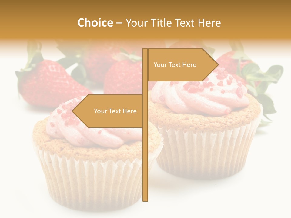 Tasty White Strawberry Muffins PowerPoint Template