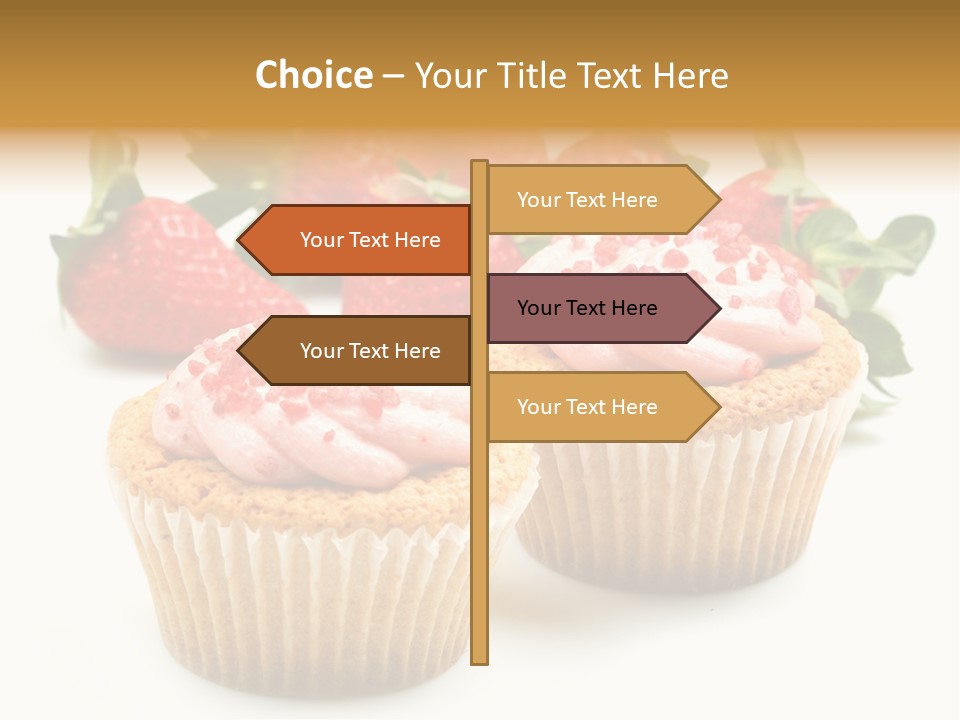 Tasty White Strawberry Muffins PowerPoint Template