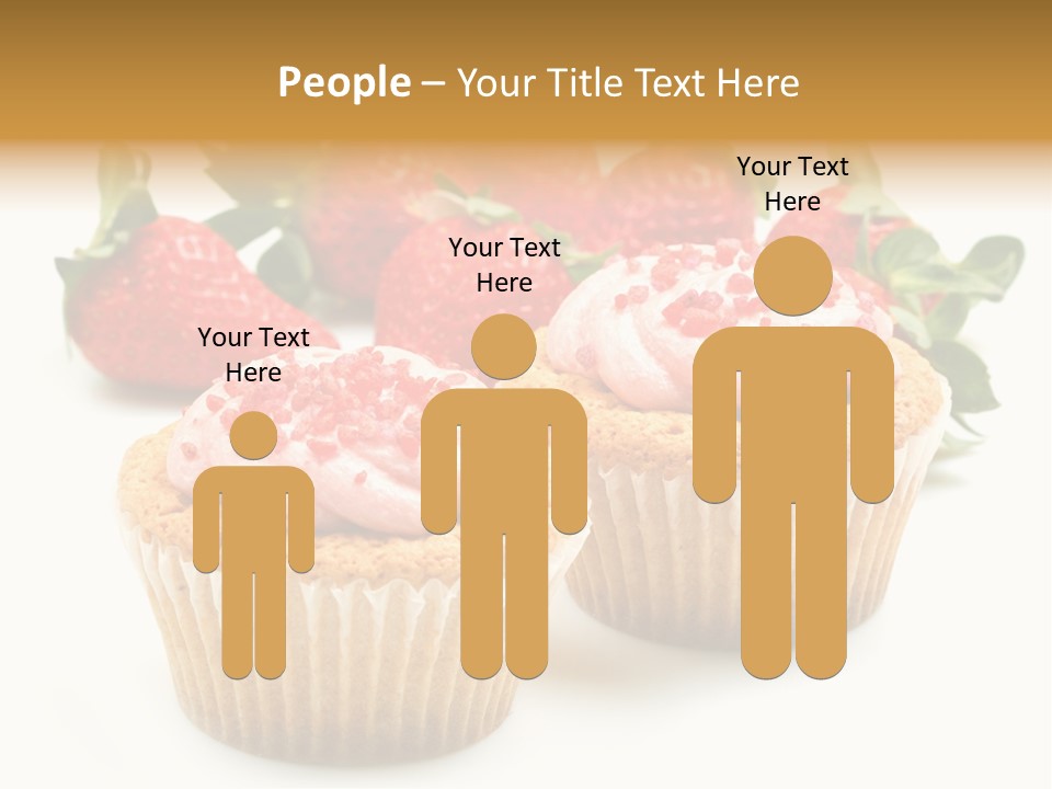 Tasty White Strawberry Muffins PowerPoint Template