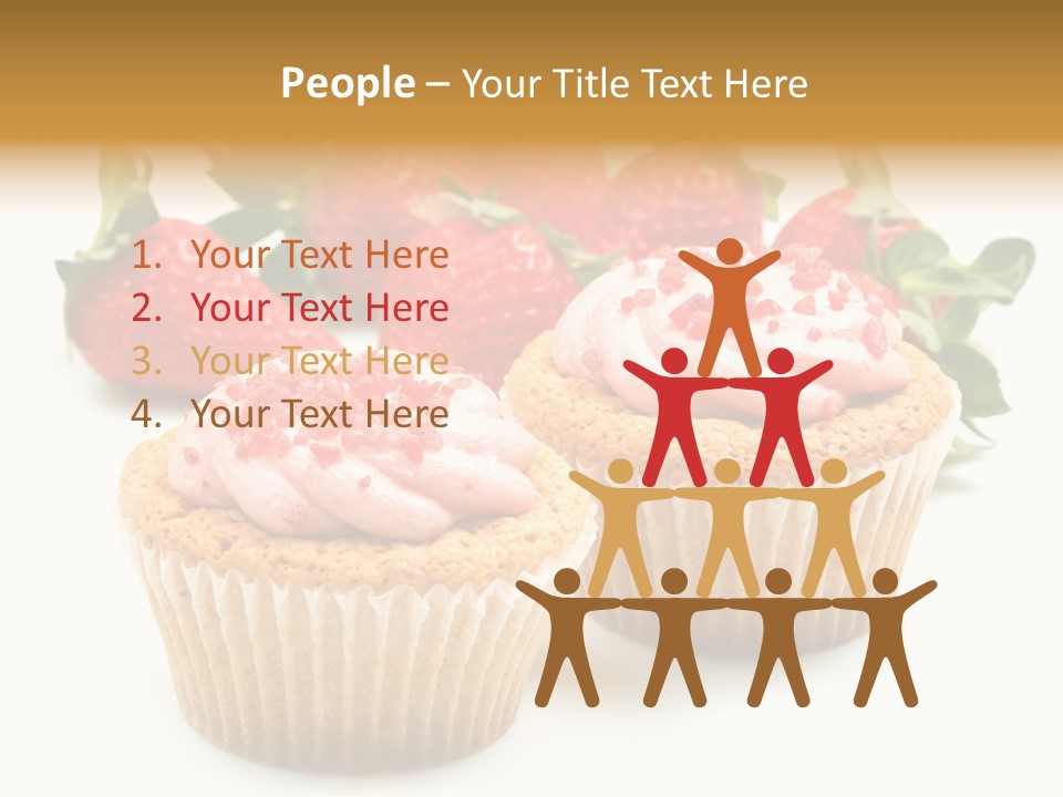 Tasty White Strawberry Muffins PowerPoint Template