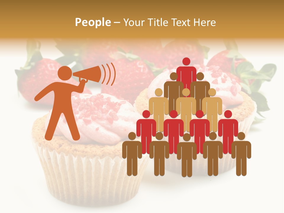 Tasty White Strawberry Muffins PowerPoint Template