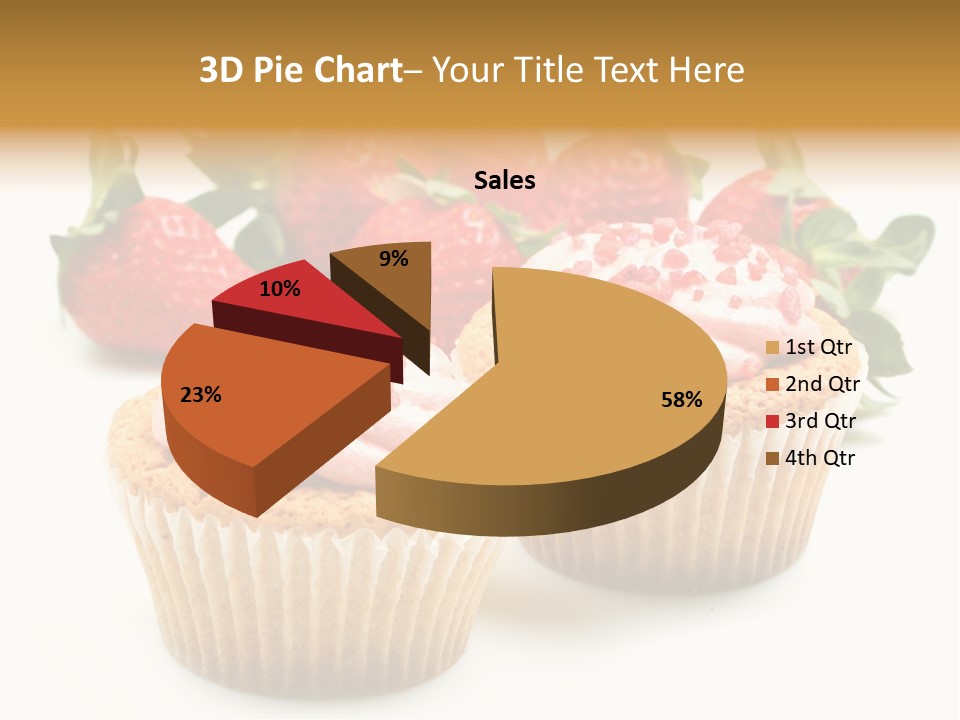 Tasty White Strawberry Muffins PowerPoint Template