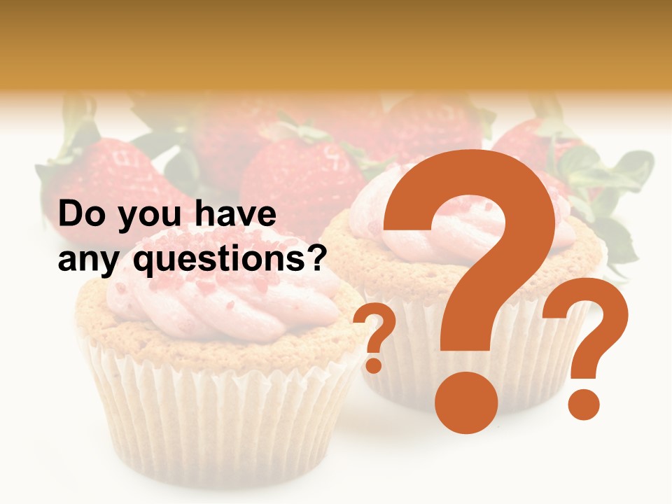 Tasty White Strawberry Muffins PowerPoint Template